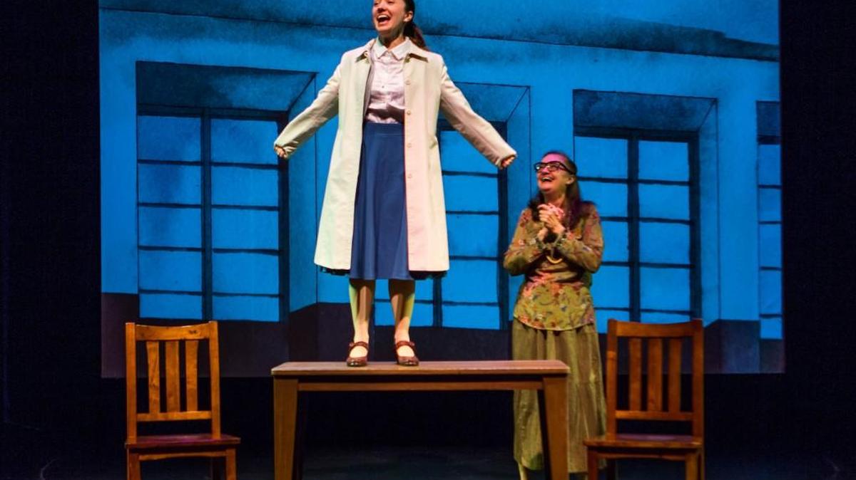Alyssa Kay, left, and Pat Sibley in a scene from “Language Archive” at the State Theater.