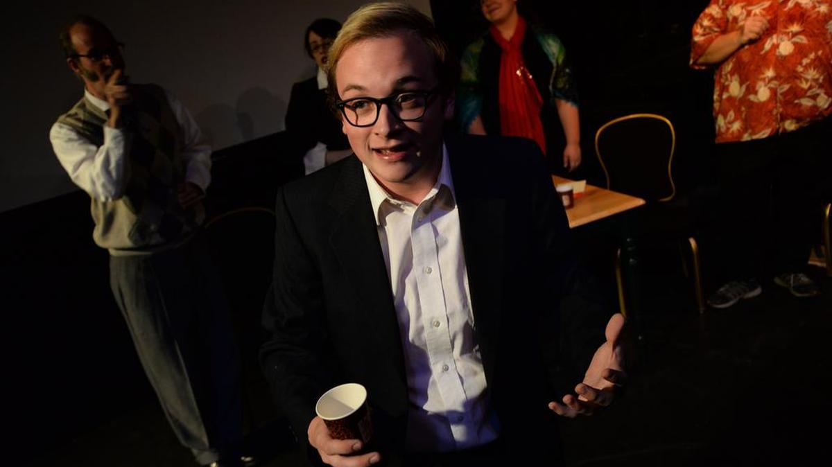 
In “Something More Cheerful,” Maxwell Schilling plays an actor who’s been selected as the next president of the United States.
