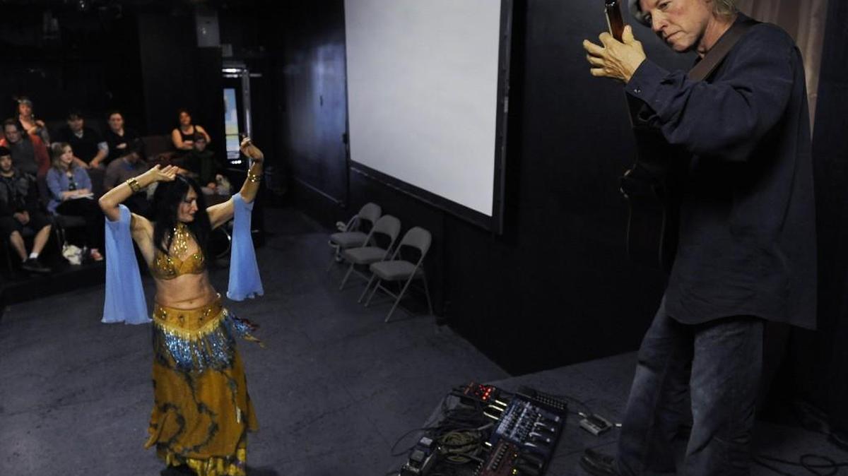 Performing as the Altai Band, Steven Knopp and Galia Taraseeva blend a cross-cultural sound with belly dancing during Oct 11 auditions at the Midnight Sun Performance Space for The Lord Franzannian Royal Olympian Spectacular Vaudeville Show. The show runs Nov. 6, 7, and 8th and 13,14 and 15th, with 8 p.m. starts, except for a 4 p.m. Sunday matinee on the 15th designed for younger audiences. The address is 113 Columbia St. in downtown Olympia and further information is available by calling 360-250-2721 or visiting their website : www.professionaltalker.com.
