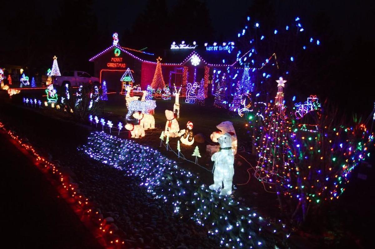 A home is shown decorated in festive lights in this file photo.