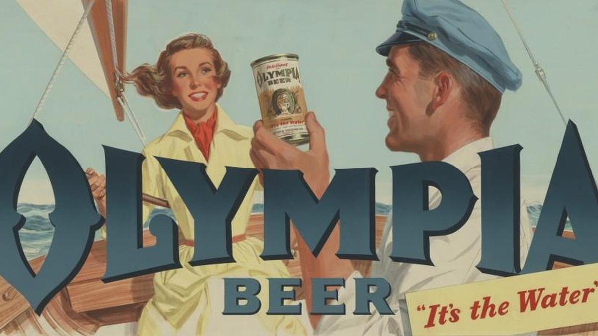 This is one of the 57 images in “It’s the Art,” a show of paintings created in the 1930s through the 1950s for Olympia Beer billboards and posters. They will be on display at the Schmidt House starting this weekend.
