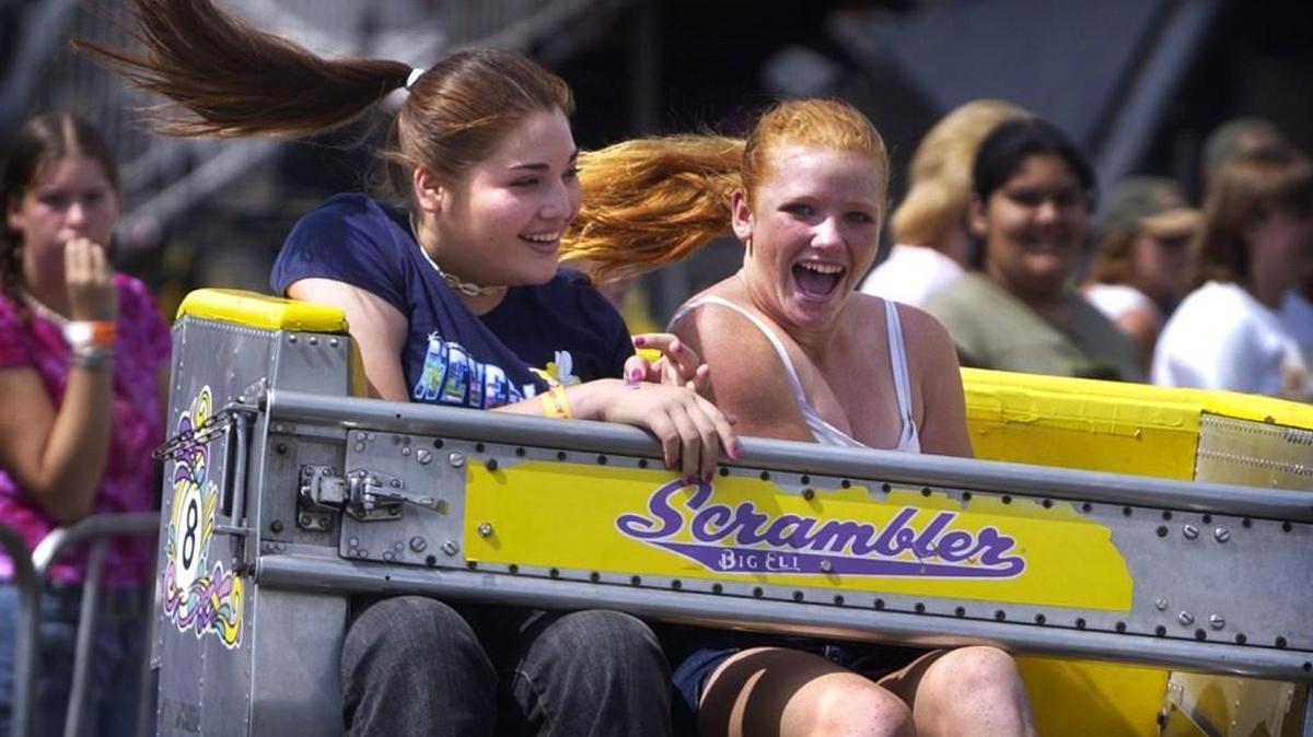 Fairgoers enjoy the thrills of the carnival rides at the Southwest Washington Fair.