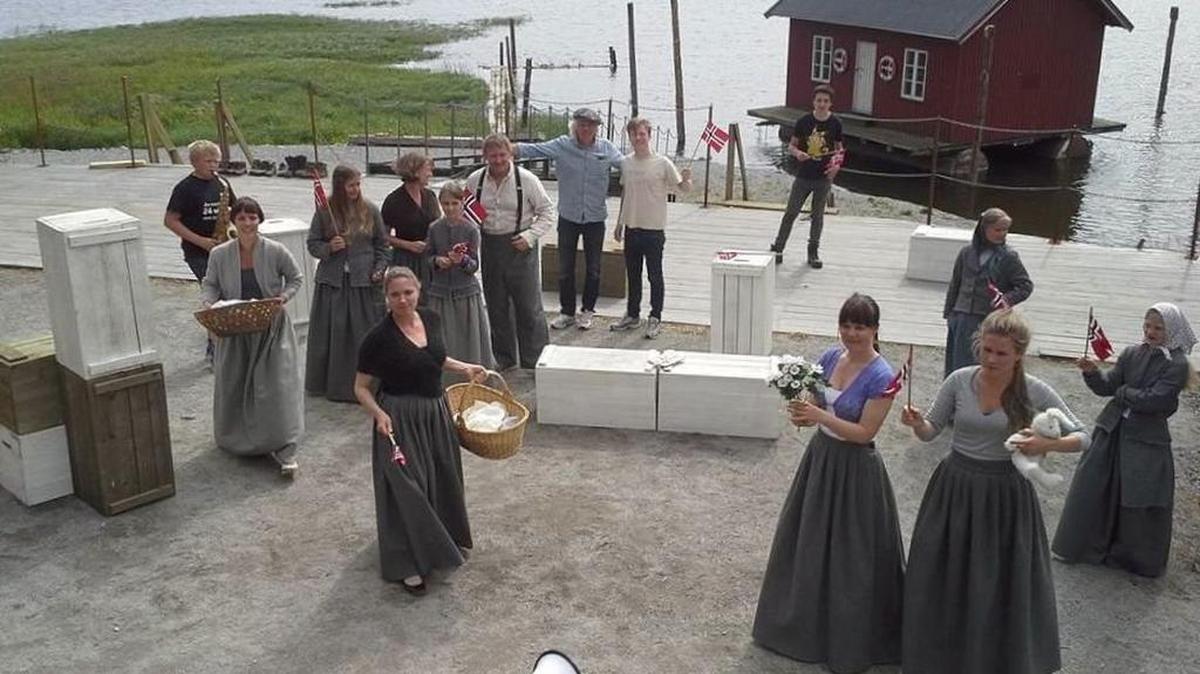 
Rehearsals in Skiptvet, Norway, for the outdoor play “The Other Country,” based on the story of Norway-Tacoma immigrant Thea Foss and inspired by a Tacoma film
