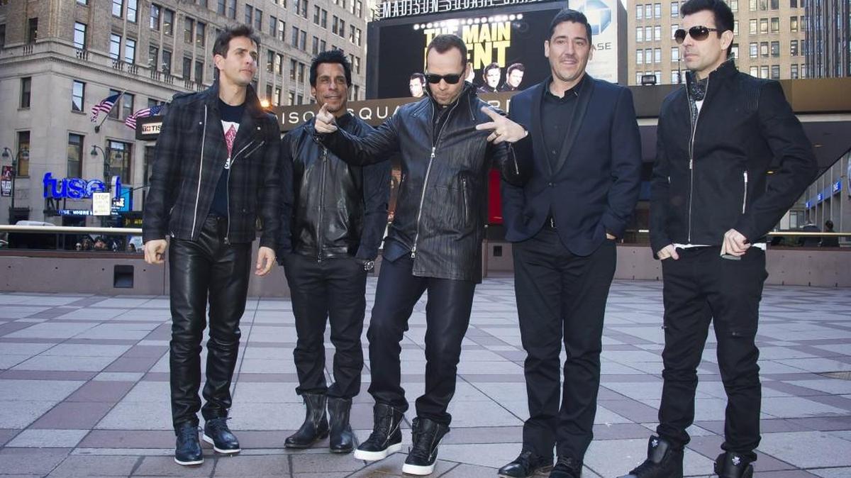 New Kids on the Block — from left, Joey McIntyre, Danny Wood, Donnie Wahlberg, Jonathan Knight and Jordan Knight — will perform June 7 at KeyArena in Seattle. The band will be joined by Boyz II Men and Paula Abdul.