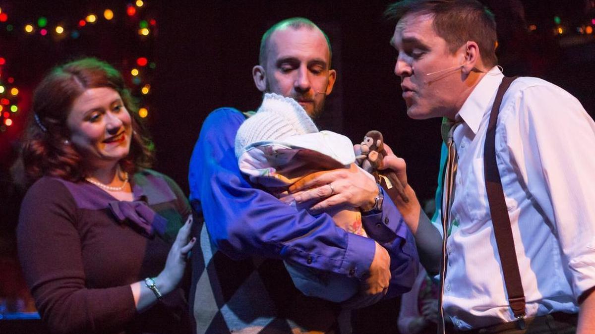 Actors, from left, Maggie Ferguson-Wagstaffe, Christian Doyle and Bruce Haasl in 2017’s “The Stardust Christmas Fandango" produced by Harlequin Productions. The theater company has revamped its 2019, but there will still be a Stardust installment during the holidays.