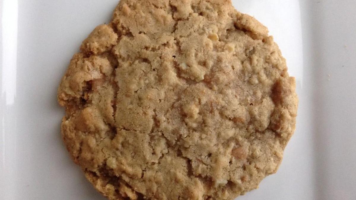 
A toffee chip oatmeal cookie from Only Oatmeal, a Tacoma cookie company.
