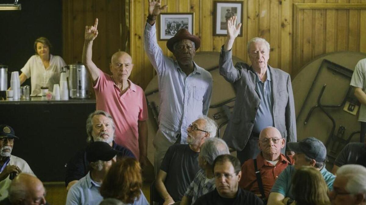 Alan Arkin (Albert Garner), from left, Morgan Freeman (Willie Davis) and Michael Caine (Joe Harding) in “Going in Style.”