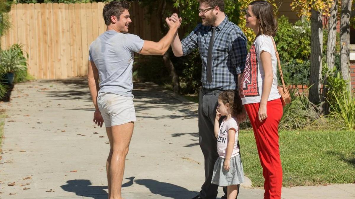 Zac Efron, from left, Seth Rogen and Rose Byrne in “Neighbors 2: Sorority Rising.”