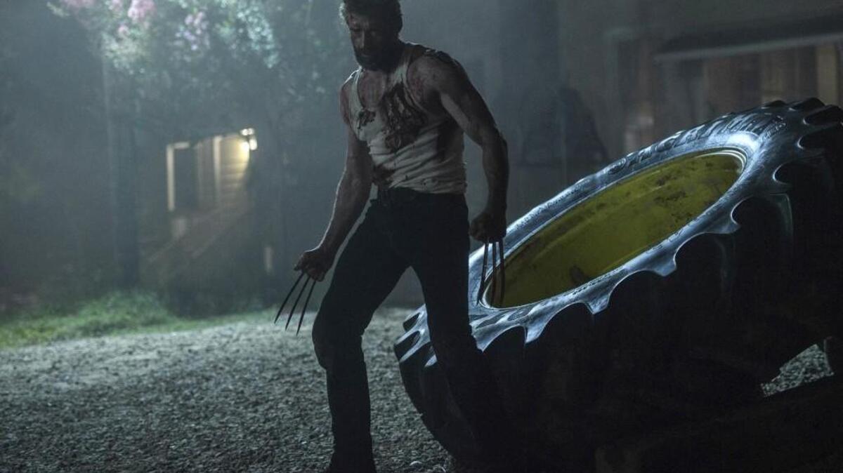 Hugh Jackman plays the superhero Wolverine in “Logan.”