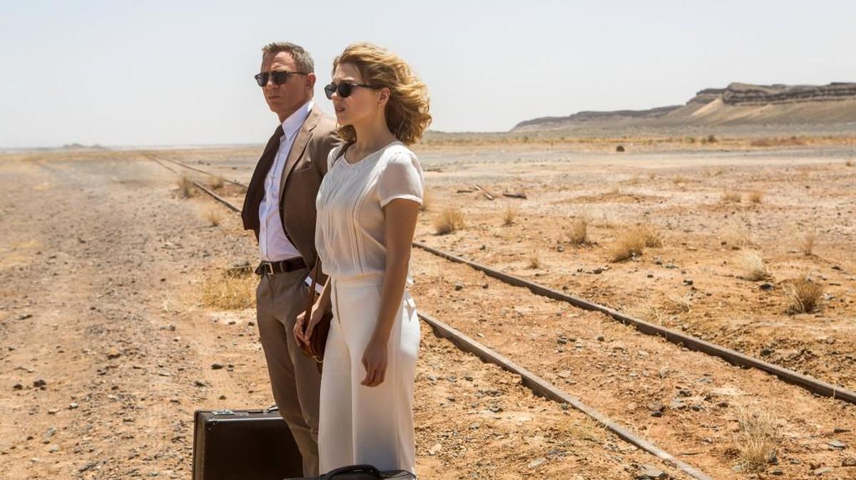 Daniel Craig, left, and Lea Seydoux appear in a scene from the James Bond film, “Spectre.”