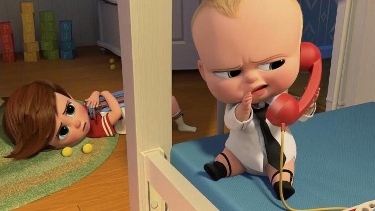 Tim, voiced by Miles Bakshi, and Boss Baby, voiced by Alec Baldwin, in “The Boss Baby.”