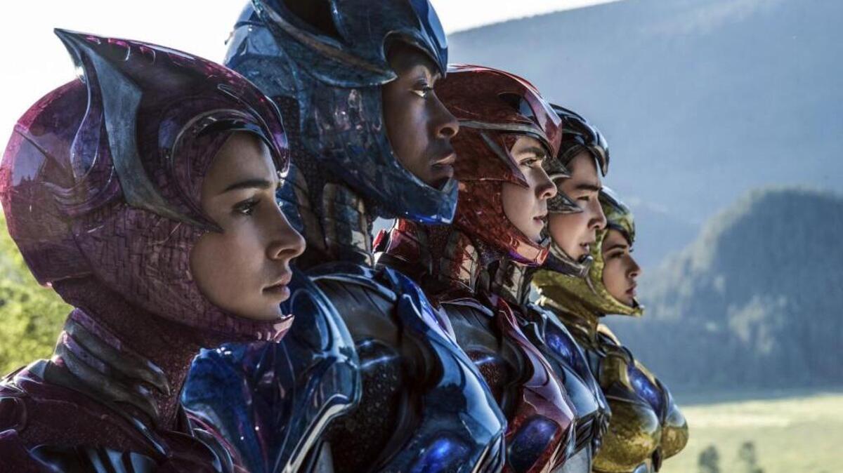 From left, Naomi Scott, RJ Cyler, Dacre Montgomery, Ludi Lin and Becky G are the Power Rangers.