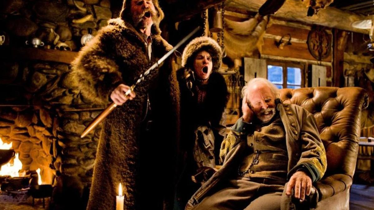 Jennifer Jason Leigh, Kurt Russell and Bruce Dern in “The Hateful Eight.”