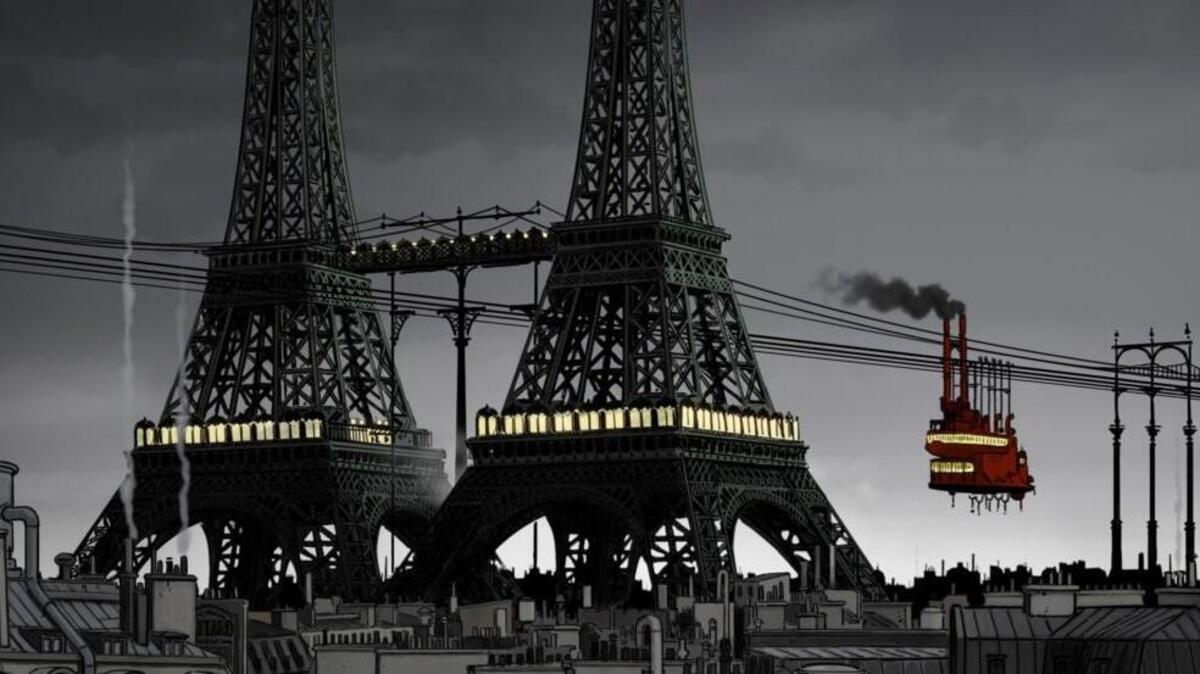 There are twin Eiffel towers in “April and the Extraordinary World.”