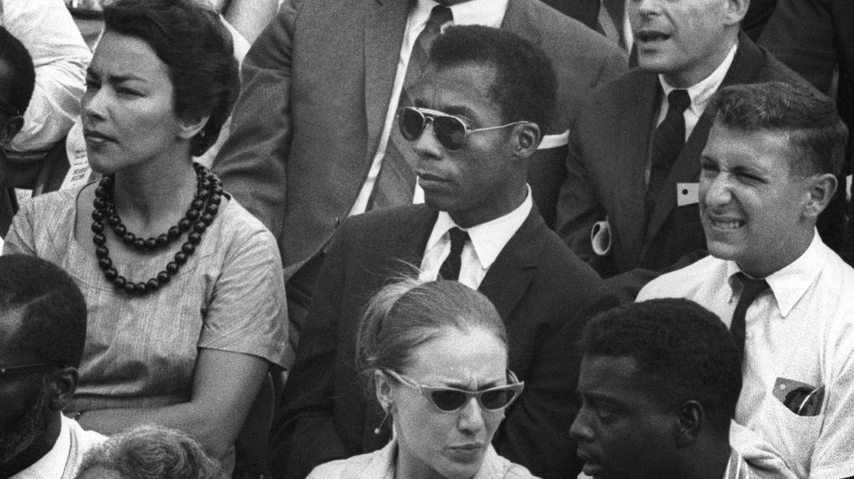 James Baldwin, center, in “I Am Not Your Negro.” In Raoul Peck’s Oscar-nominated documentary, Baldwin’s searing observations on race and America are resurrected for today.