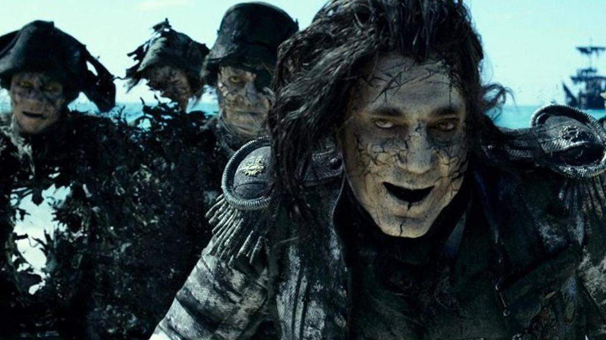 Javier Bardem, center, a go-to movie bad guy in “Pirates of the Caribbean: Dead Men Tell No Tales.”