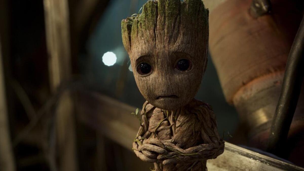 Tough-guy actor Vin Diesel gives voice to Baby Groot.