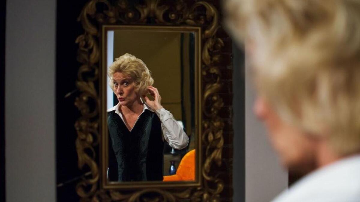 Actress Carol Adams of Vancouver, Washington, portrays the real-life Stella Goldschlag, a Jewish woman who betrayed hundreds or thousands of fellow Jews to the Nazis during World War II.