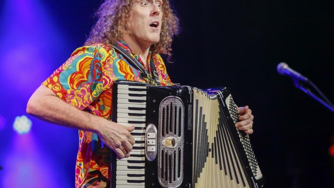 
“Weird Al” Yankovic performs for the crowd at the Orpheum Theater in Wichita, Kan., on July 1. The parody artist brings his tour to the Washington State Fair in Puyallup on Monday.
