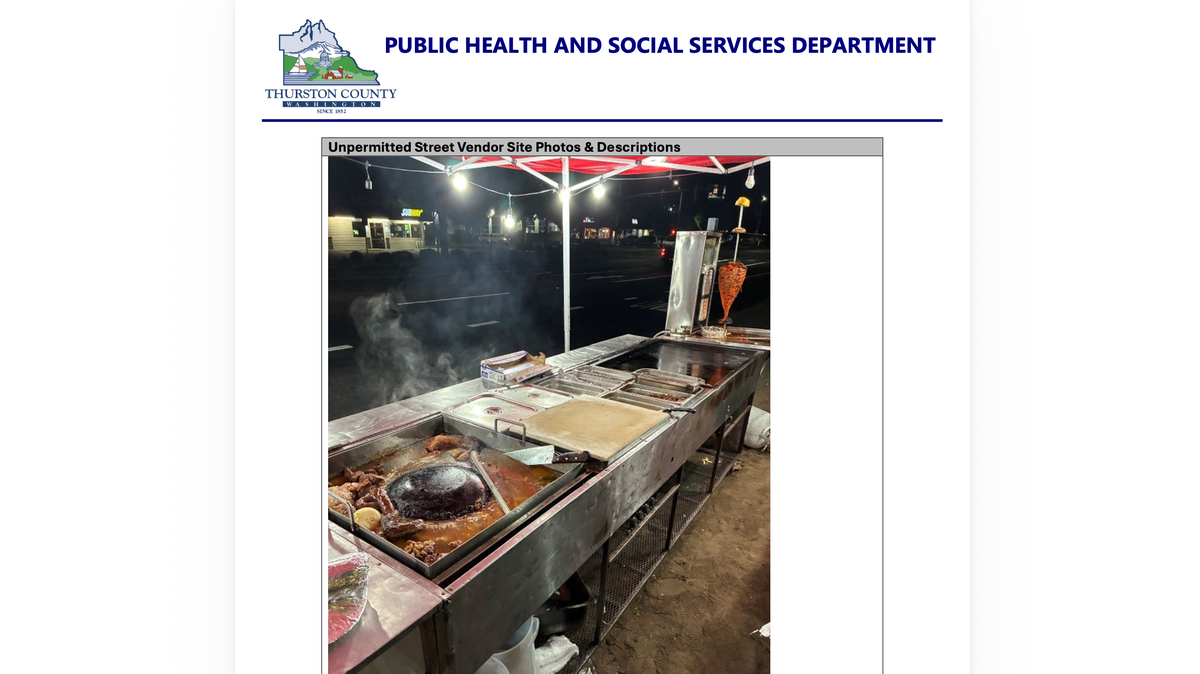 An image of an unpermitted food vendor operation that Thurston County health inspectors shut down, citing multiple health hazards.