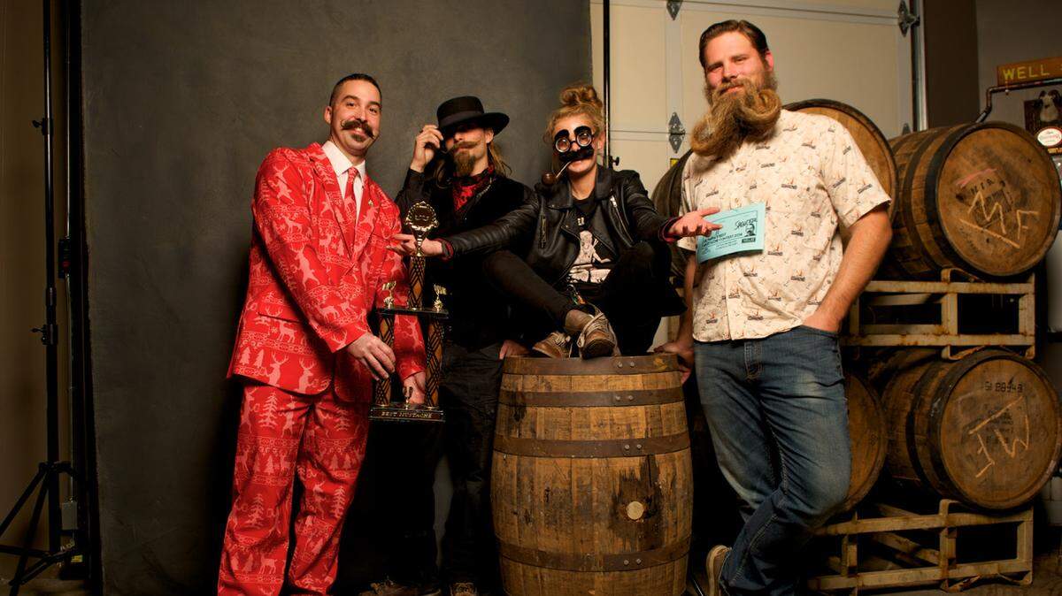 A group photo of last year’s category winners, including the top winner, Tristan Mundwiler, left, in the reindeer suit.