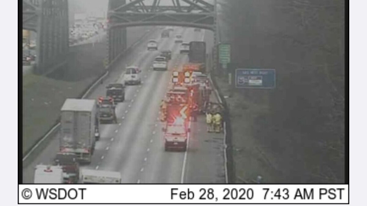 A two-car crash on southbound I-5 caused major delays near the Nisqually River Bridge Friday during rush hour.