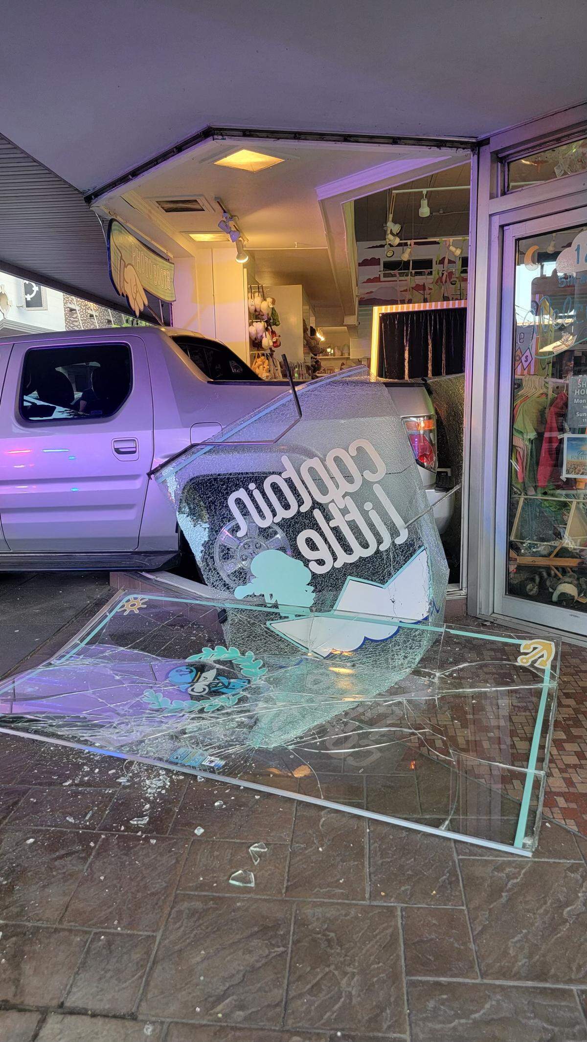 A vehicle rolled into the downtown toy store Captain Little on July 3.