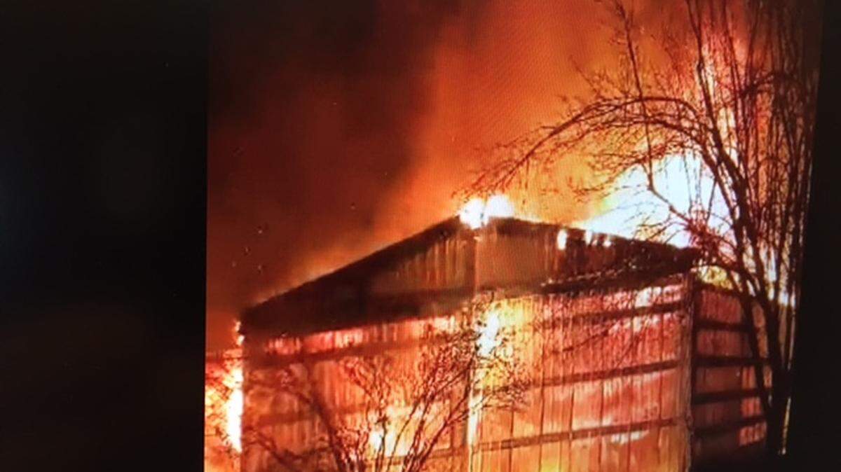 A fire destroyed an outbuilding near Tumwater Middle School Monday evening, according to Tumwater Fire Department.