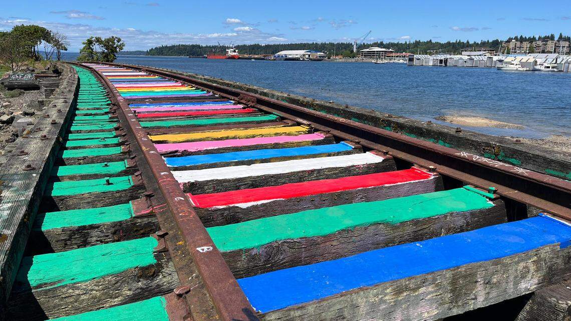 A view of the Rainbow Rails overlooking the Budd Inlet in Olympia on June 12, 2024.