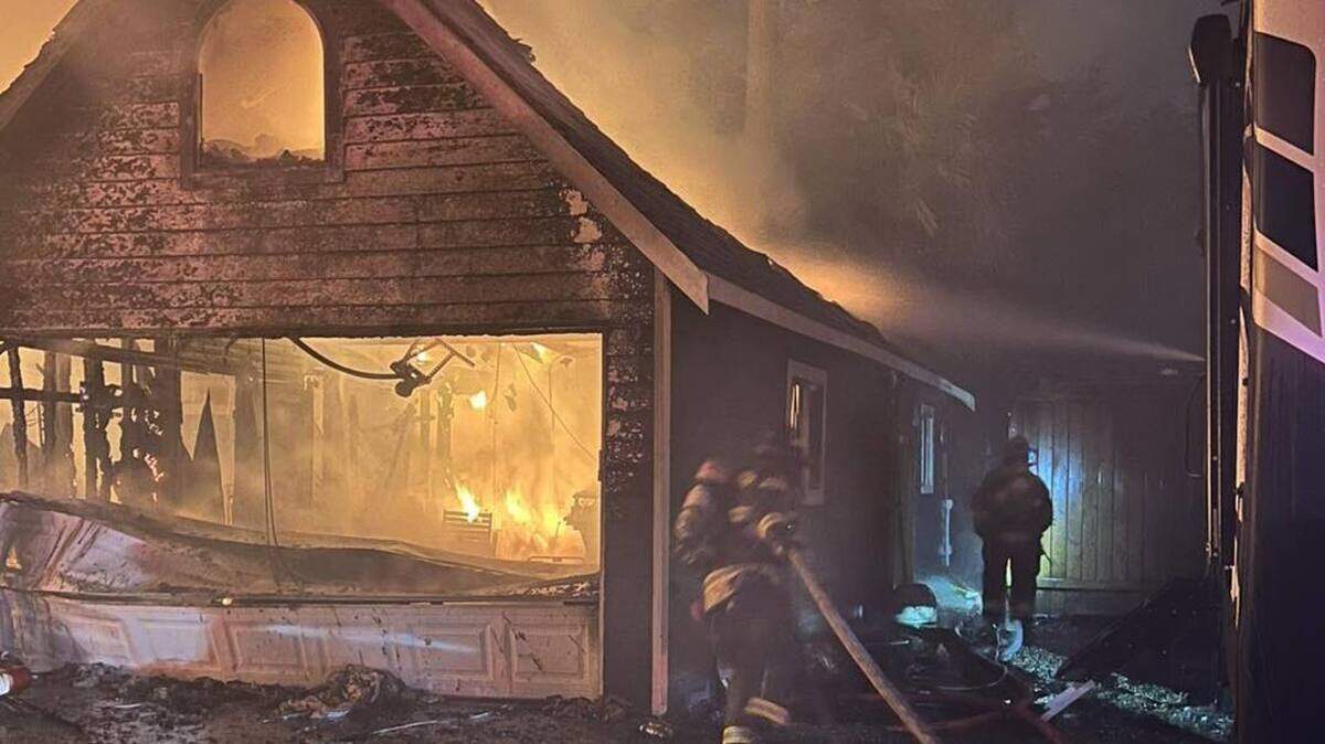 A fire damaged a detached garage in Gig Harbor Saturday night.