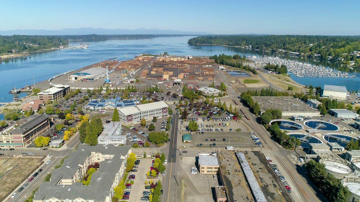 An aerial view of the Port of Olympia’s marine terminal property.