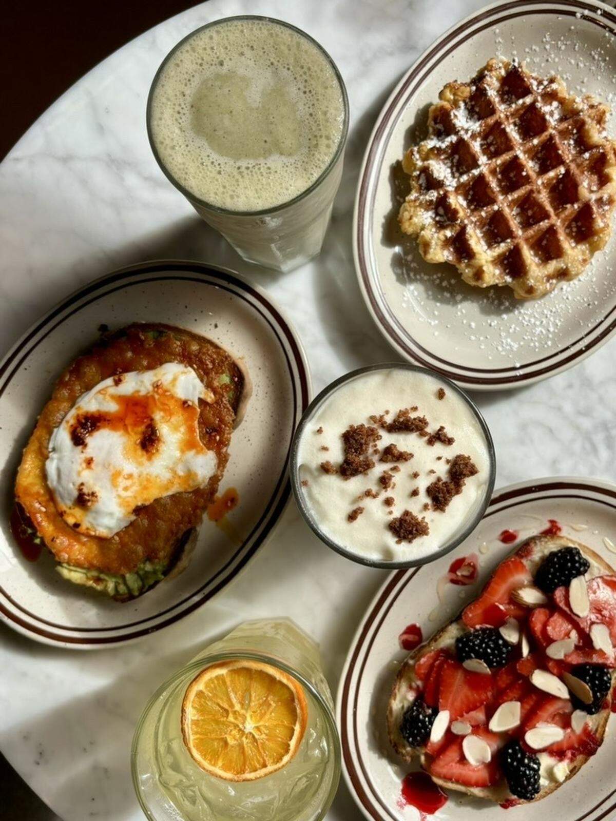 A selection of food and drinks available at Johnny Coffee.
