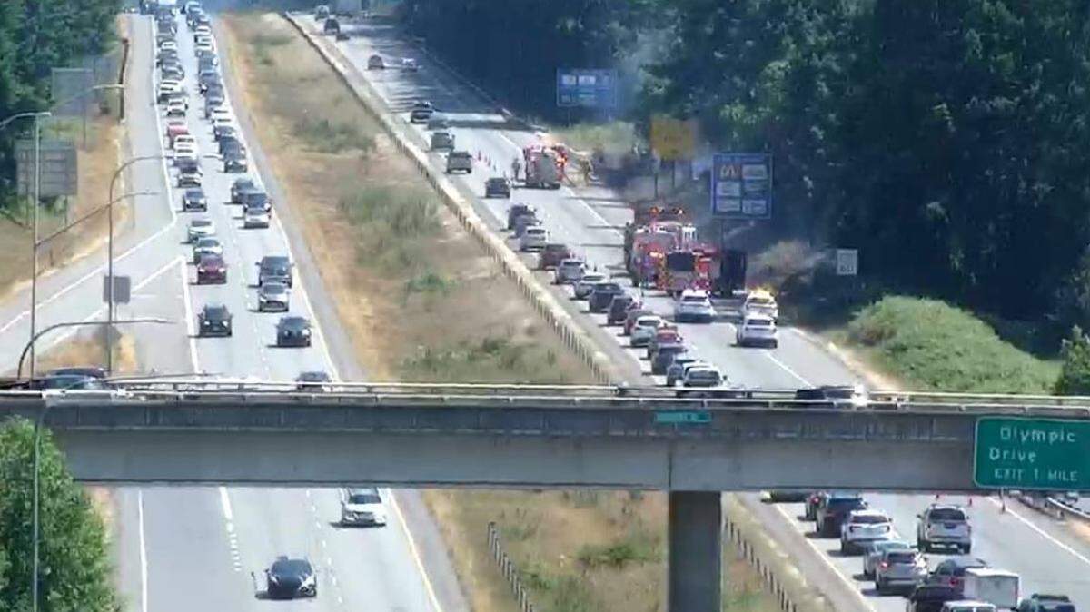 The right lane of SR 16 at Wollochet Drive Northwest closed Sunday afternoon due to a brush fire in the area, according to Washington State Patrol.