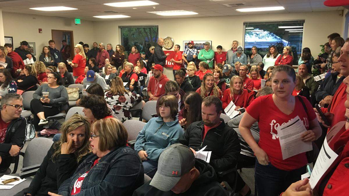 More than 100 people gathered Thursday night to take part in a meeting hosted by the Tumwater Education Association, the union that represents striking Tumwater teachers.