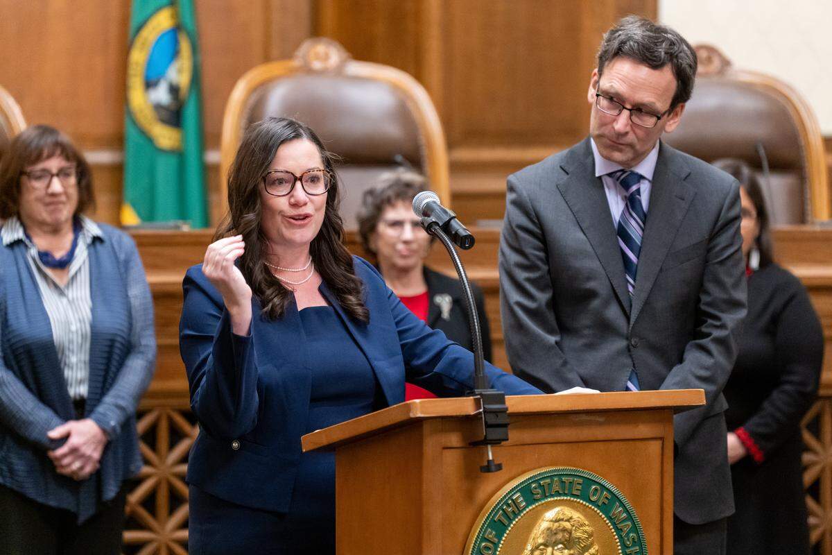 Incoming Justice Colleen Melody speaks at a Nov. 24 news conference announcing her appointment to the state Supreme Court.