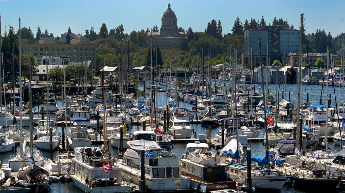 A warm Tuesday afternoon in Olympia, Wa. bathes the Port Plaza along Percival Landing with abundant sunshine on Aug. 15, 2022.