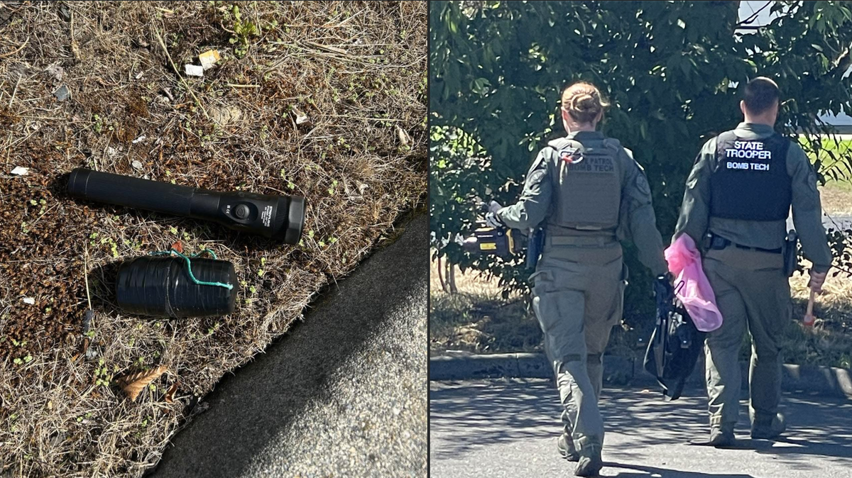 Sheriff Derek Sanders shared an image of an homemade explosive device on his Facebook page Wednesday, Aug. 20. He said a deputy found the device on a person sleeping at a propane fill station in Rochester earlier that day.