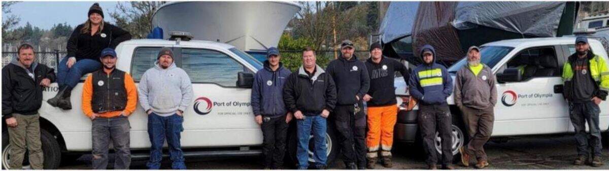 Some of the 17 workers at the Port of Olympia who have decided to form a new union.