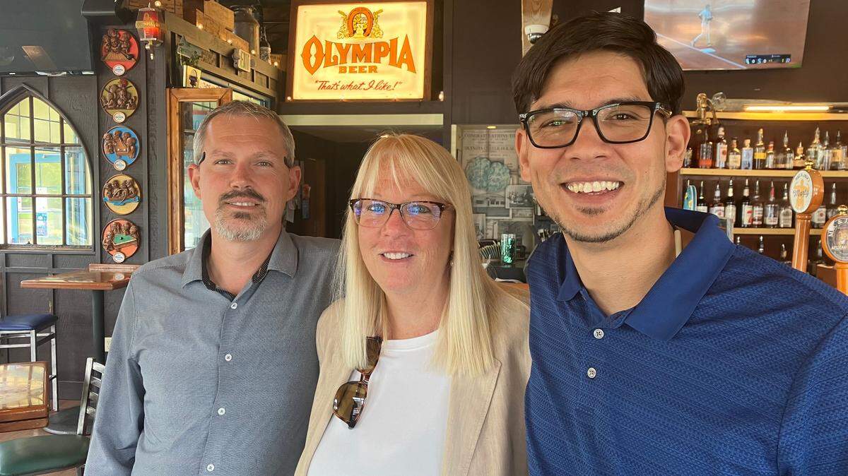 District manager Brandon Lawin, co-owner Pam Oates and General Manager Mike Hernandez are getting ready to celebrate 100 years of the Olympia Oyster House restaurant.
