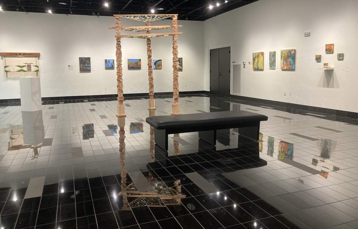 Carrie Larson’s “Shelter,” meant to suggest a tree canopy, is among the works on view at South Puget Sound Community College’s Juror’s Invitational.