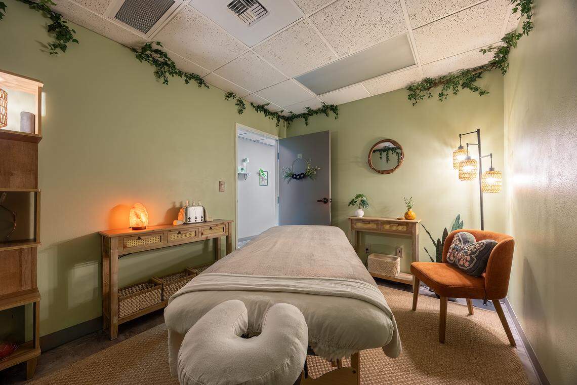 An interior view of Root & Restore Massage, a new massage business in west Olympia.