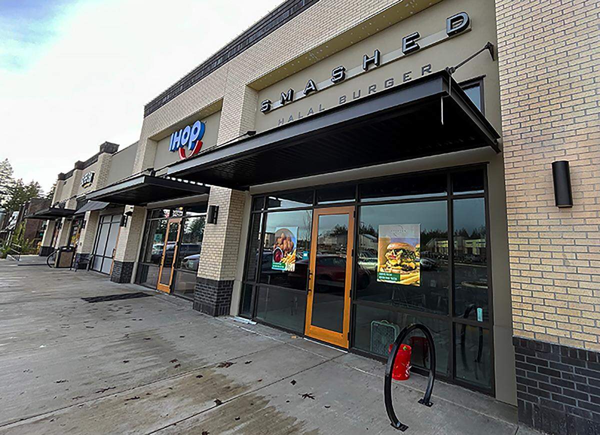 The forthcoming Smashed Halal Burger at Hogum Bay Town Center in Lacey.