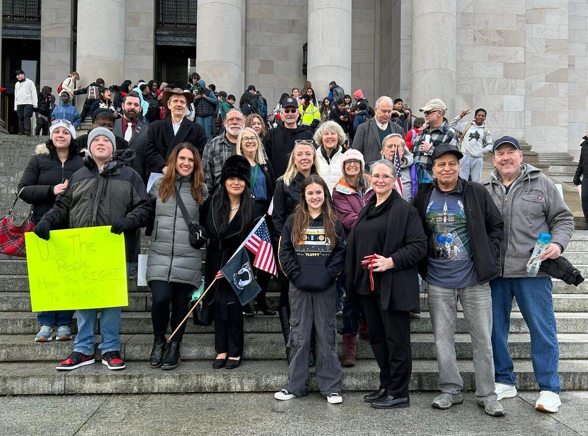 Republicans gathered at the Capitol Jan. 30 in protest of the House Democrats’ recent change to debate rules.