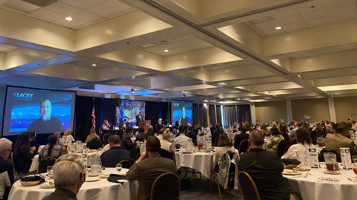 Thurston County leaders, including the mayors of Olympia, Tumwater, Lacey and Yelm, met on Wednesday, Jan. 12, for the annual State of the Community address. Each spoke about their community’s efforts to recover from the COVID-19 pandemic and ongoing economic issues, as well as the housing and homelessness crisis.