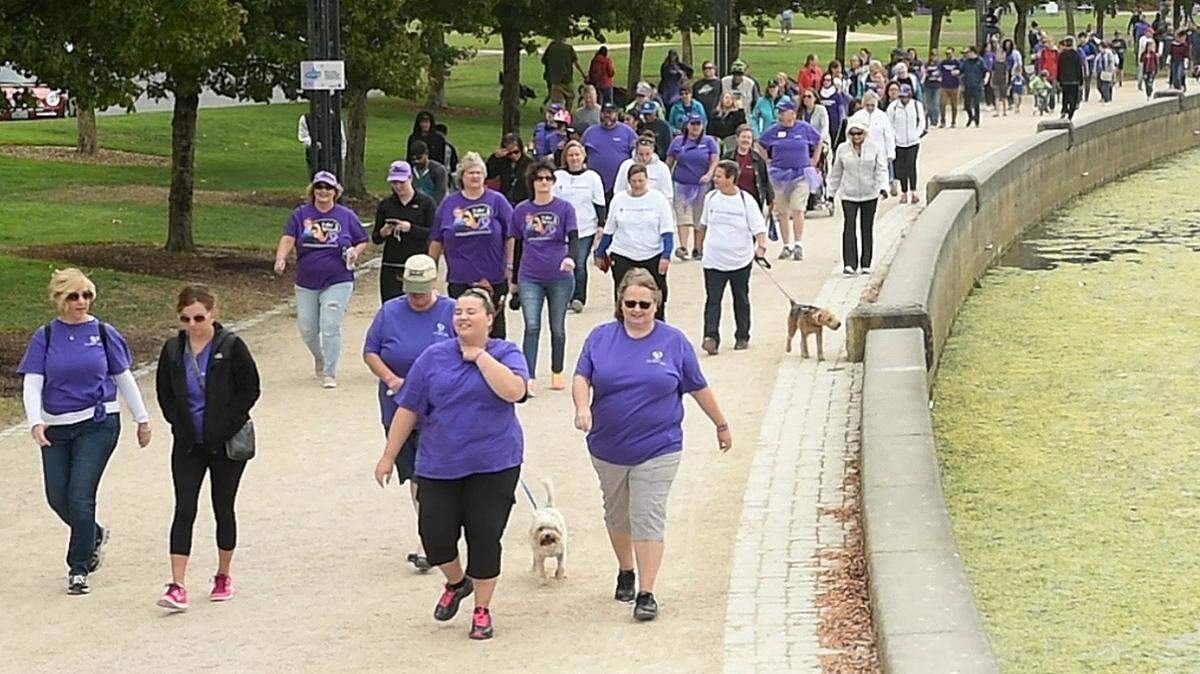 More than 100 participants head out from Heritage Park and along the shoreline of Capitol Lake for the 2017 South Sound Alzheimer’s Walk. The walk is happening again Sept. 16.