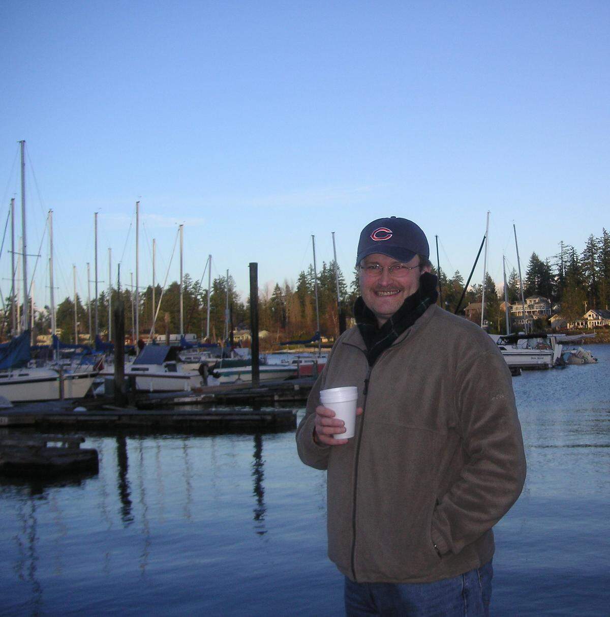 Olympia Symphony Orchestra conductor Huw Edwards enjoys a winter day at Boston Harbor.