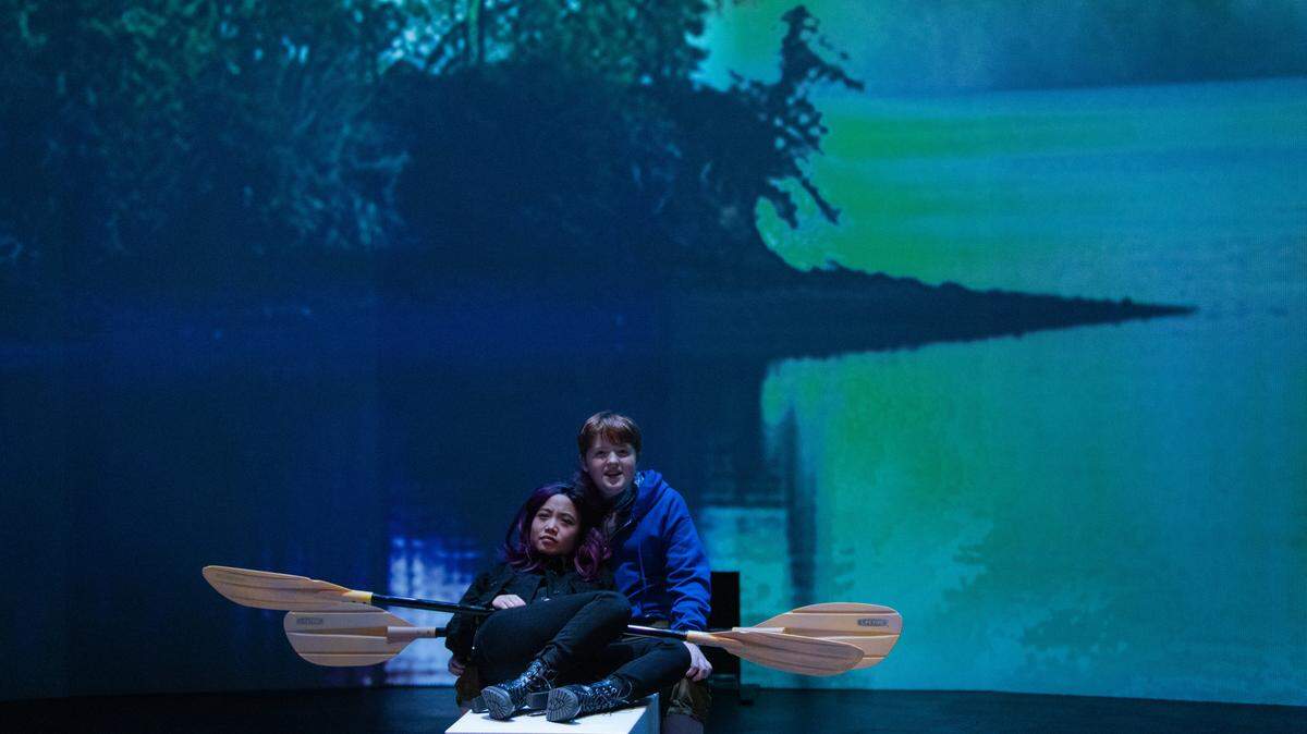 Leo Conklin and Karlee Brannam perform a scene from “The Highest Tide,” opening this weekend at Harlequin Productions. The story, set in Olympia, was written by Olympia author Jim Lynch.