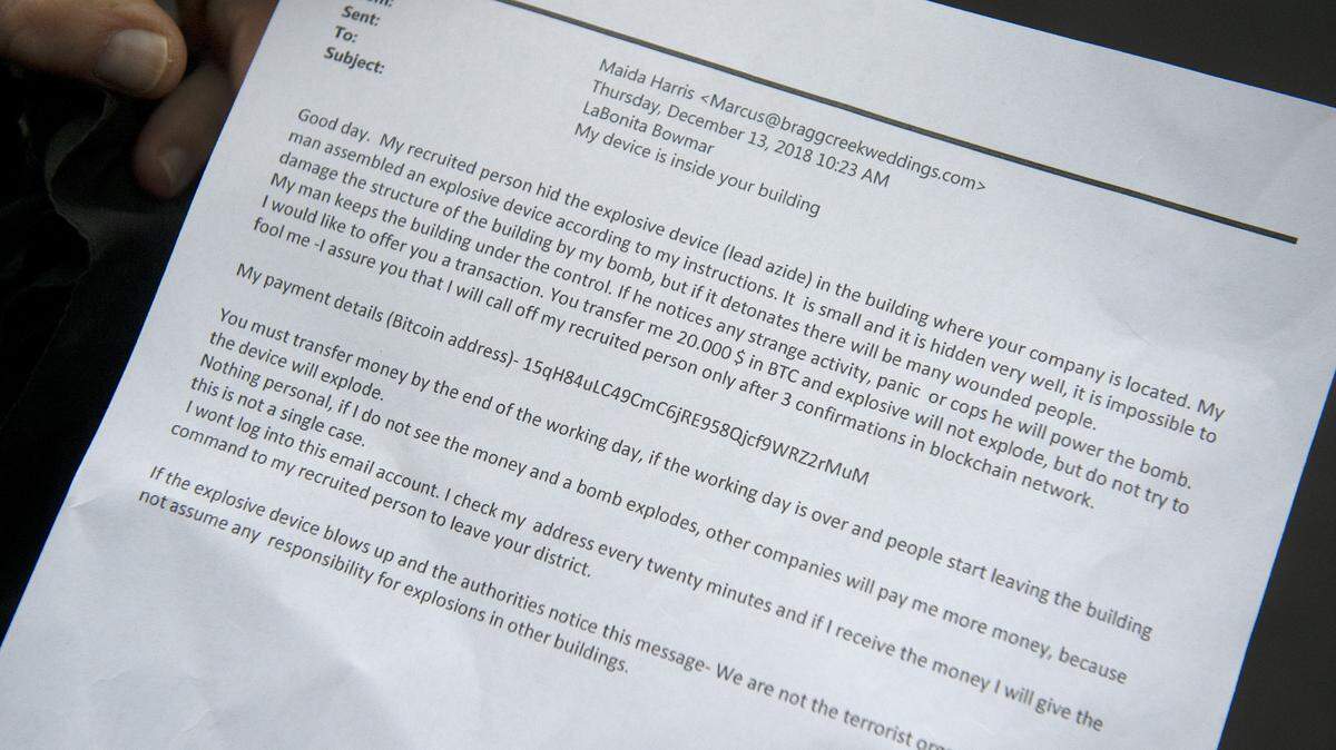 The bomb threat that was emailed to Thurston County offices Thursday.