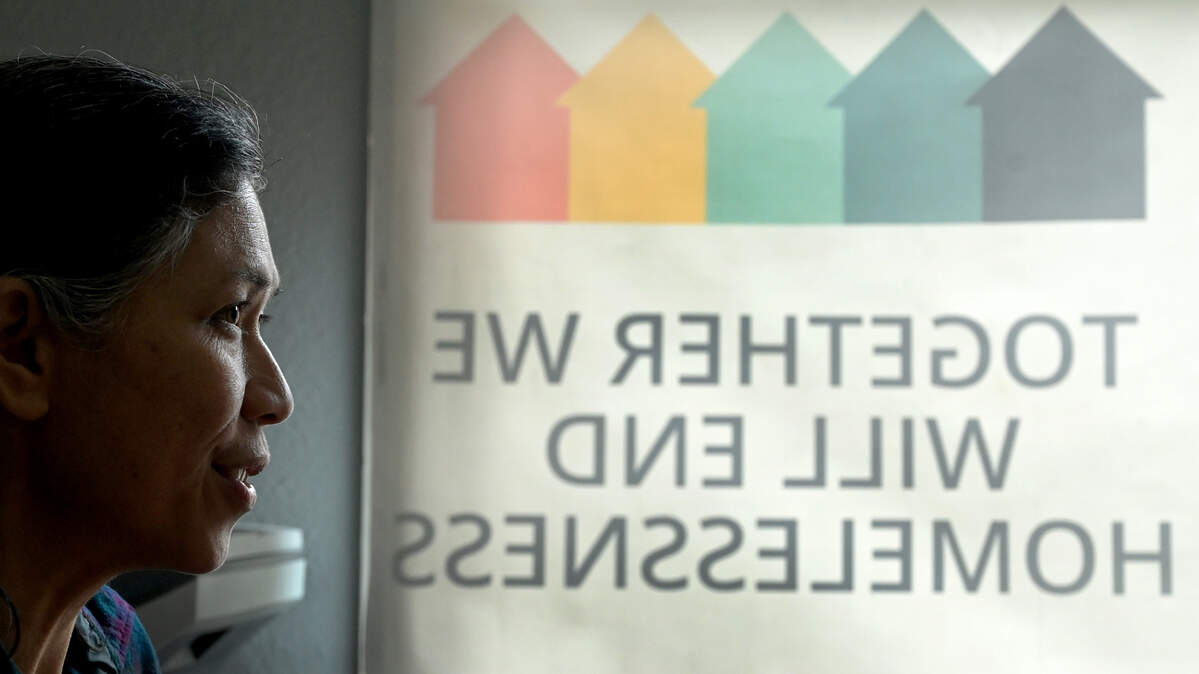 Pam Turlove, a volunteer navigator at SideWalk, talks about how the nonprofit helps house people experiencing homelessness on April 10. The board of directors for SideWalk announced it would close on Friday, Aug. 4.