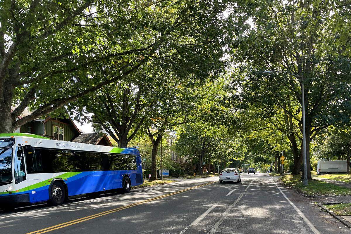 A view of Capitol Way through the South Capitol Neighborhood.